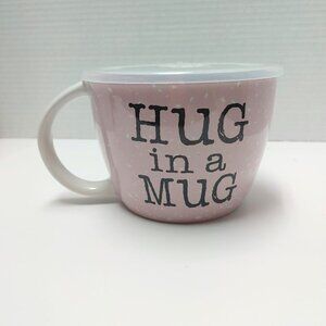 ⭐️2/$30 - PINK Large Hug in a Mug Coffee Cup With Lid 26oz Coffee Tea Lovers